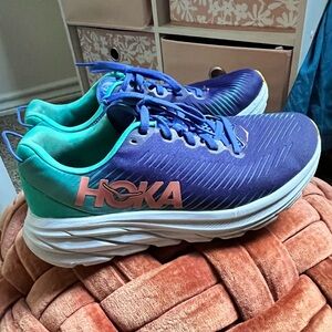 Hoka One One Vibrant Blue and Teal Sneakers